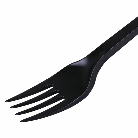Вилка одноразовая пластиковая 165 мм, черная, КОМПЛЕКТ 100 шт., СТАНДАРТ, LAIMA, 607837 — фото 3