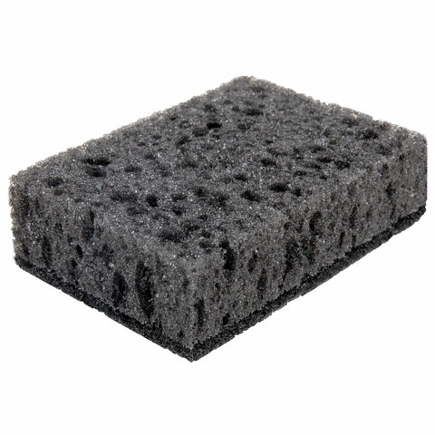 Губки для посуды 9,8х6,6х3 см, КОМПЛЕКТ 10 шт., SQUARE BLACK, КРУПНОПОРИСТЫЙ поролон с абразивным слоем, LAIMA, 608648 — фото 3