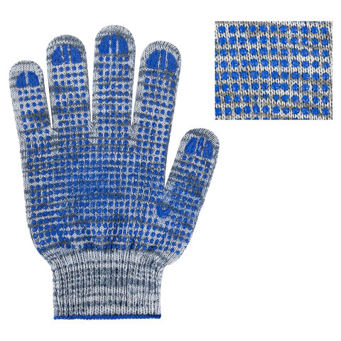 Перчатки хлопчатобумажные плотные, КОМПЛЕКТ 100 ПАР, 10 класс, 50-52 г, 133 текс, ПВХ-точка LAIMA ЛЮКС 2, СЕРЫЕ, 608679 — фото 3