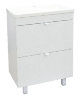 ГОФРЕ ФЛОРА 60 тумба напольная под умывальник Арт 60, белый софт-тач, с двумя ящиками TOPPUS 9711.034